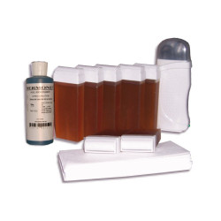 Kit épilation 7 x 100 ml cire à épiler TOPAZ type MIEL, bandes, huile