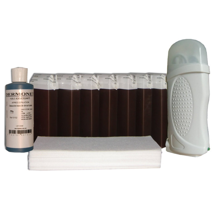 Kit d'épilation 7 x 100 ml cire à épiler CHOCOLAT, bandes lisses, huile Kit d'épilation 7 x 100 ml cire à épiler CHOCOLAT, bandes lisses, huile