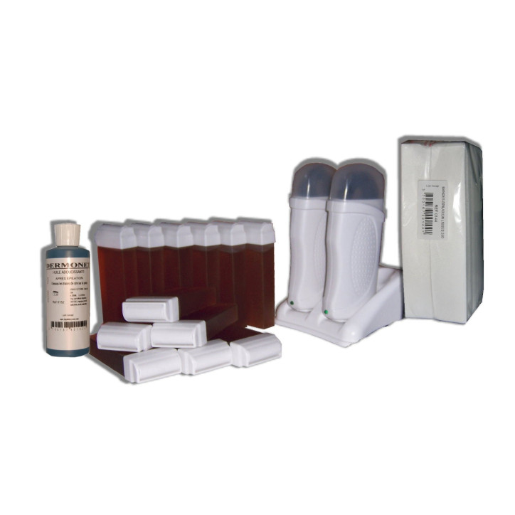 Kit épilation DUO - 12 Cire à épiler MIEL + 250 BANDES + HUILE Kit épilation DUO - 12 Cire à épiler MIEL + 250 BANDES + HUILE