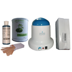 Kit épilation CHLOROPHYLLE Pot 800 ml Cire jetable, bandes