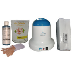 Kit épilation 800 ml - Pot 800 ml Topaz type Miel Cire jetable, bandes, huile