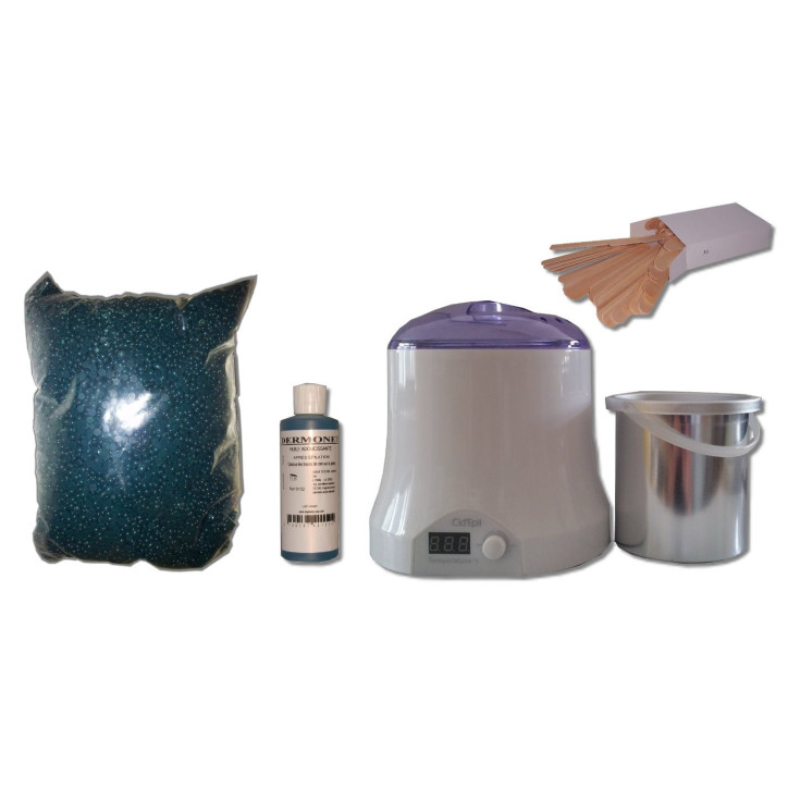 Cid Epil. Kit épilation 800ml - Cire Pelable Outremer 1 kg Perles Cid Epil. Kit épilation 800ml - Cire Pelable Outremer 1 kg Perles