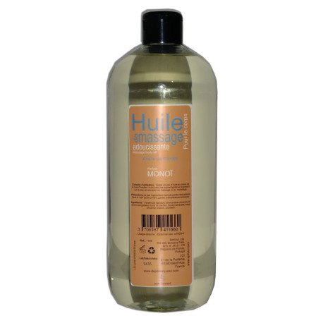 Huile adoucissante de massage auparfum du Monoï, flacon d'1 litre
