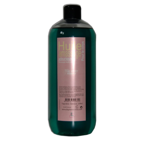 Huile adoucissante de massage, parfum, Thé vert, 1 litre. Pour le corps.