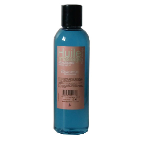 Huile adoucissante de massage parfumée à l'eucalyptus flacon de 200 ml