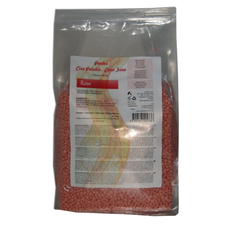 Rose. 1 kg Cire à épiler pelable en perles