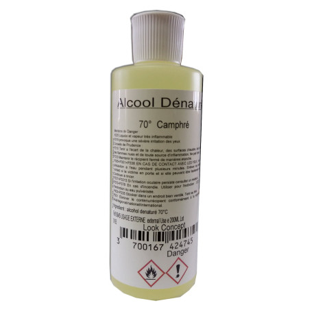 Alcool dénaturé 70° Camphré, 250 ml pour désinfection avant épilation